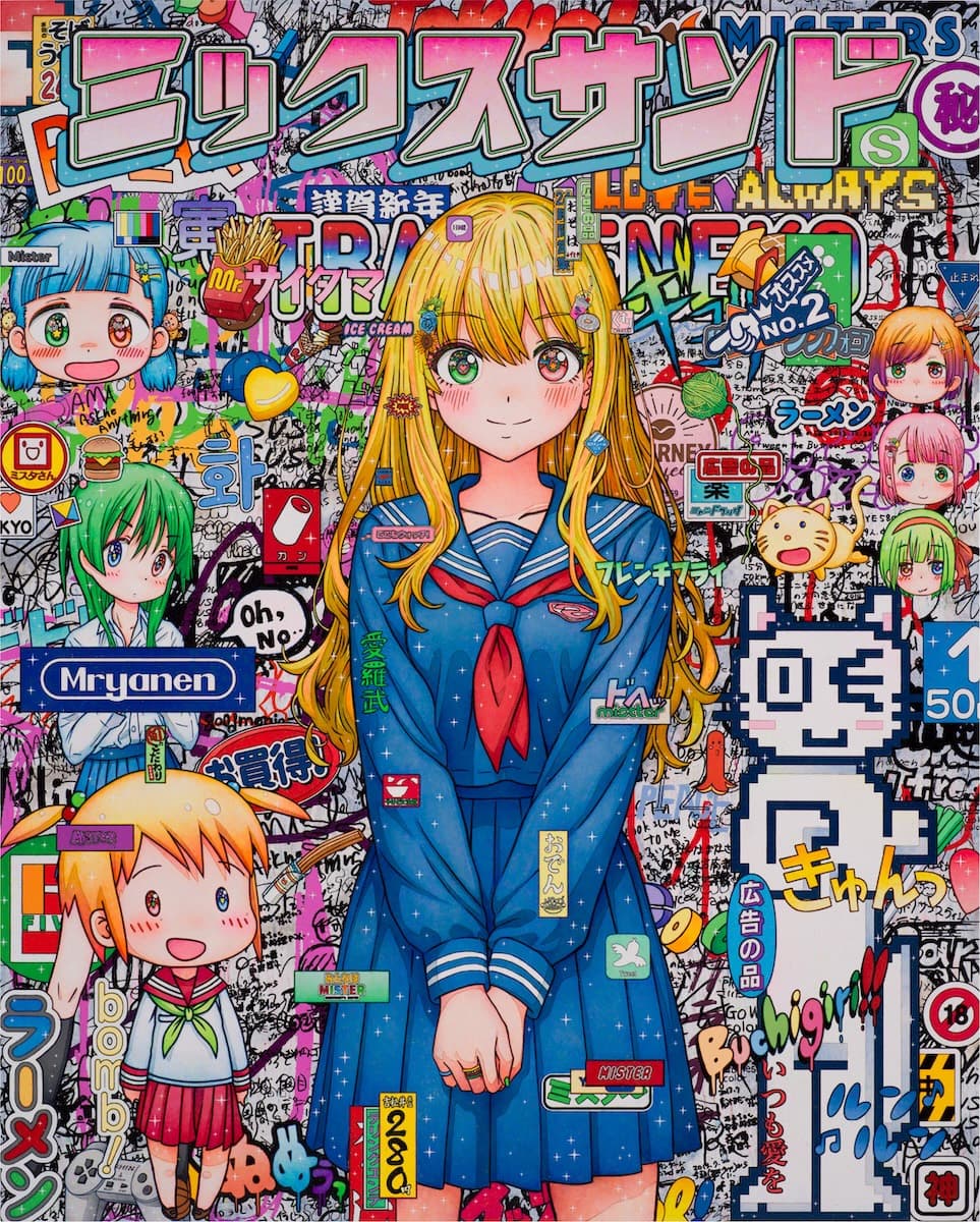 ミックスサンドのメロディーやで, 2026, Acrylic paint and silkscreen print on canvas, 1625 x 1300 x 52 mm ©2026 Mr./Kaikai Kiki Co., Ltd. All Rights Reserved.