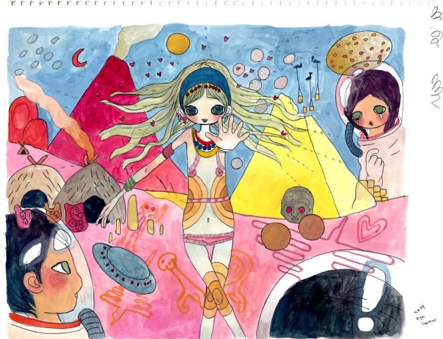 愛ごよみ vol.51 「1つの月に、1人が失恋し、1人の恋が叶う」 この未開の星、 地球の人間と恋に落ちてはいけないと言われていた。 でもそれは無理な話だった。 その不思議な服や装飾、イレズミ、なによりもその目。 泣いているクルーが見える。(今から2万年前のお話), 2007