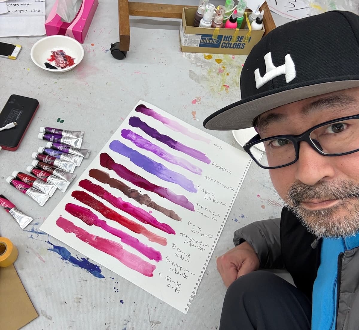 アトリエでの制作風景